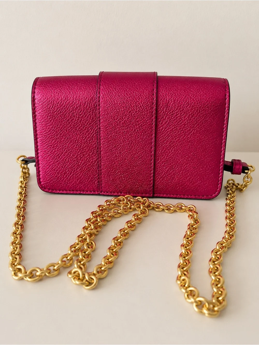 Burberry Pink Leather Crossbody with Gold Chain